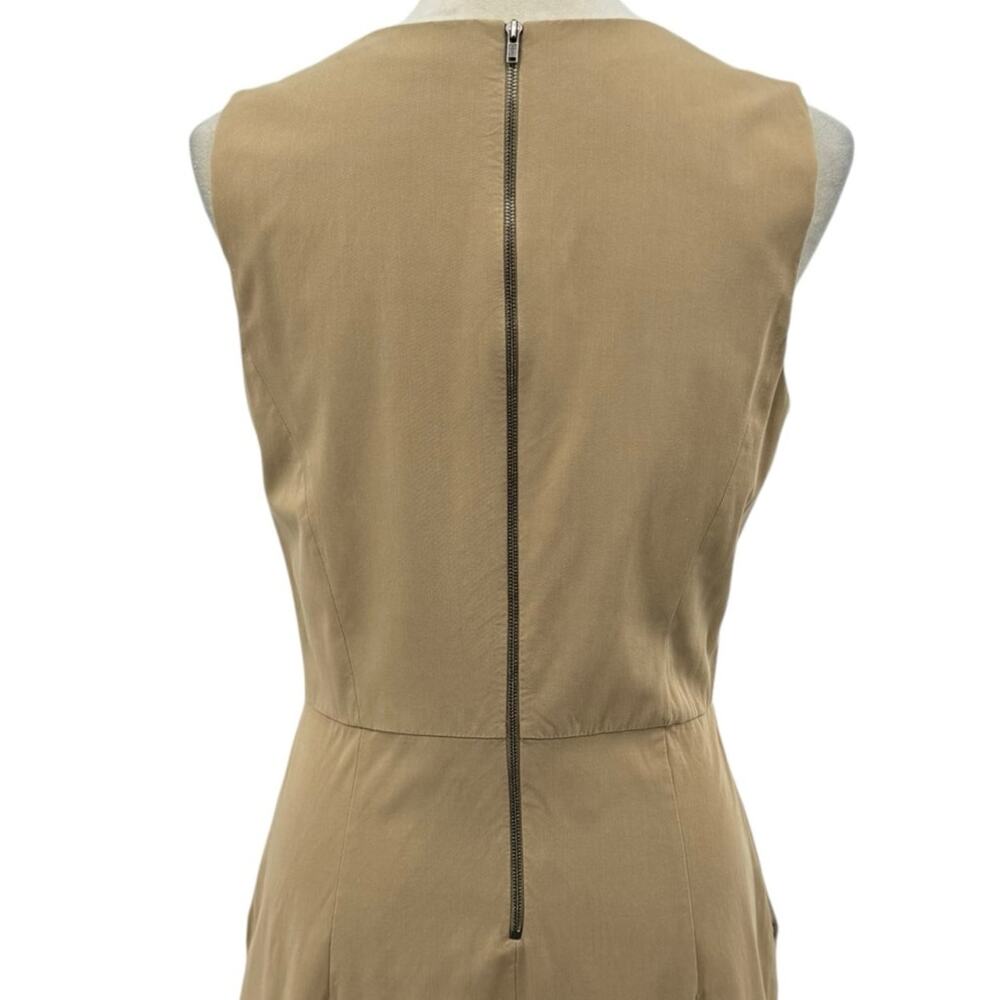Theory Sz 8 Vintage Y2K Tan Brown Solid Sleeveless Stretch Academia Sheath Dress - Picture 6 of 12